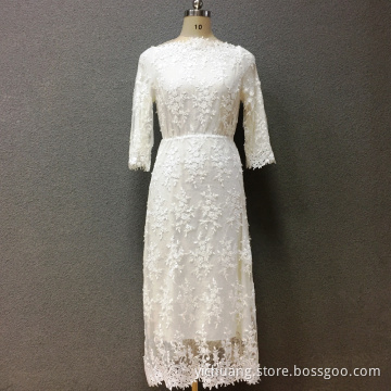 Women's cotton white embroidery long dress